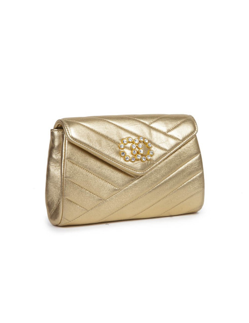 Pochette CHANEL cuir doré
