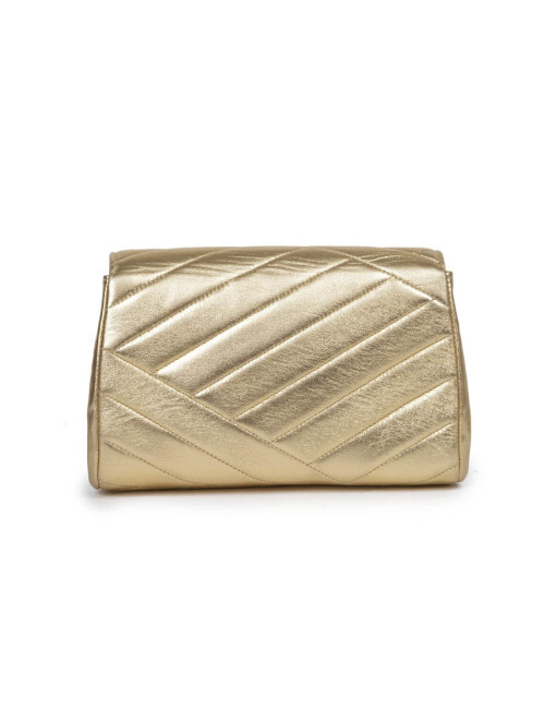 CHANEL vintage evening clutch in gold quilted leather