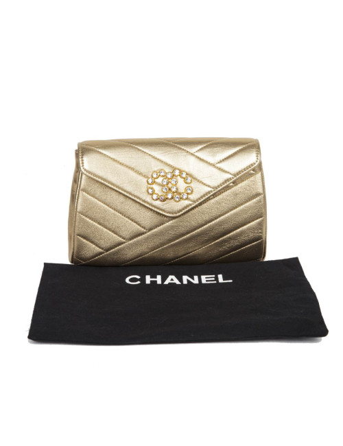 Pochette CHANEL cuir doré