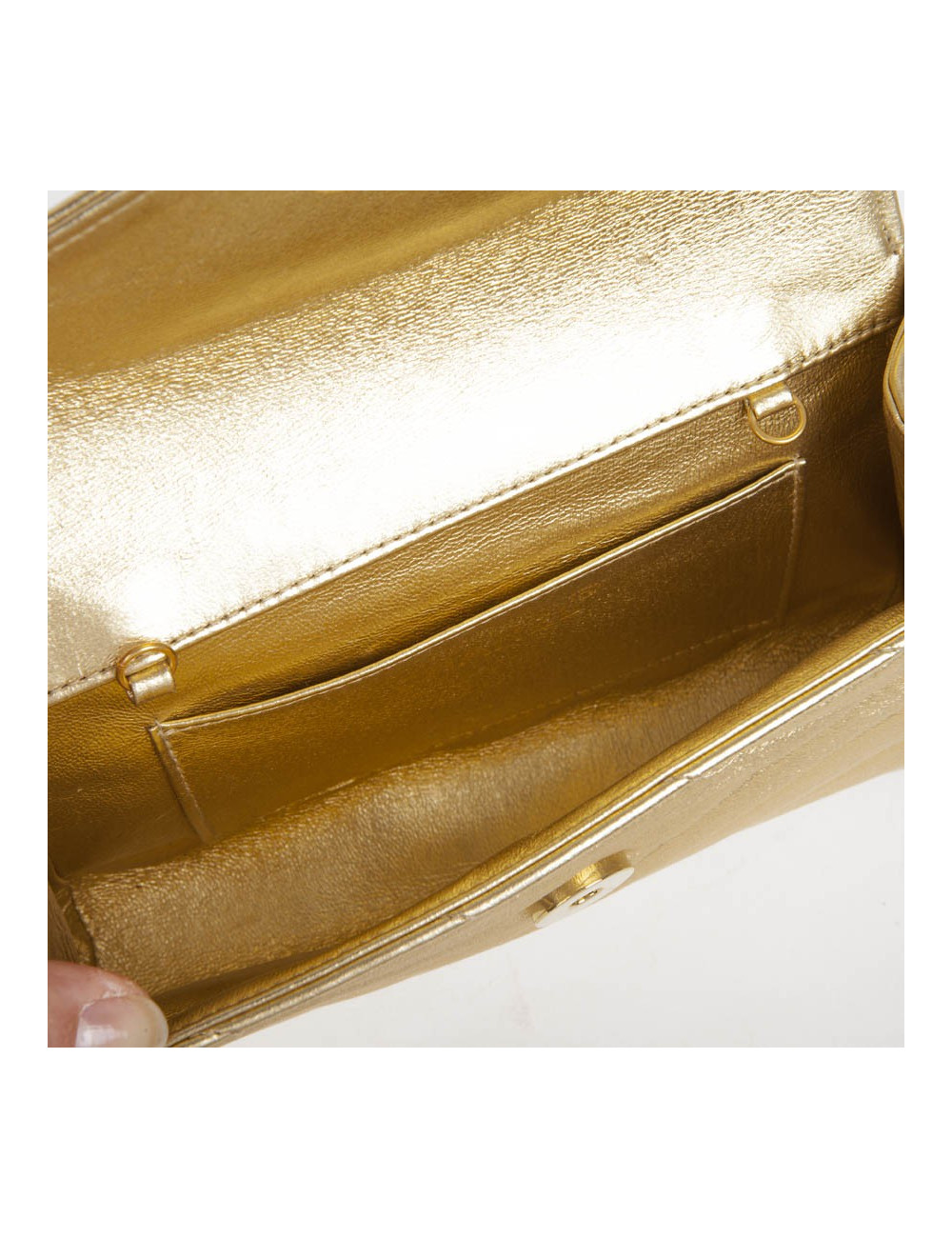 CHANEL vintage evening clutch in gold quilted leather