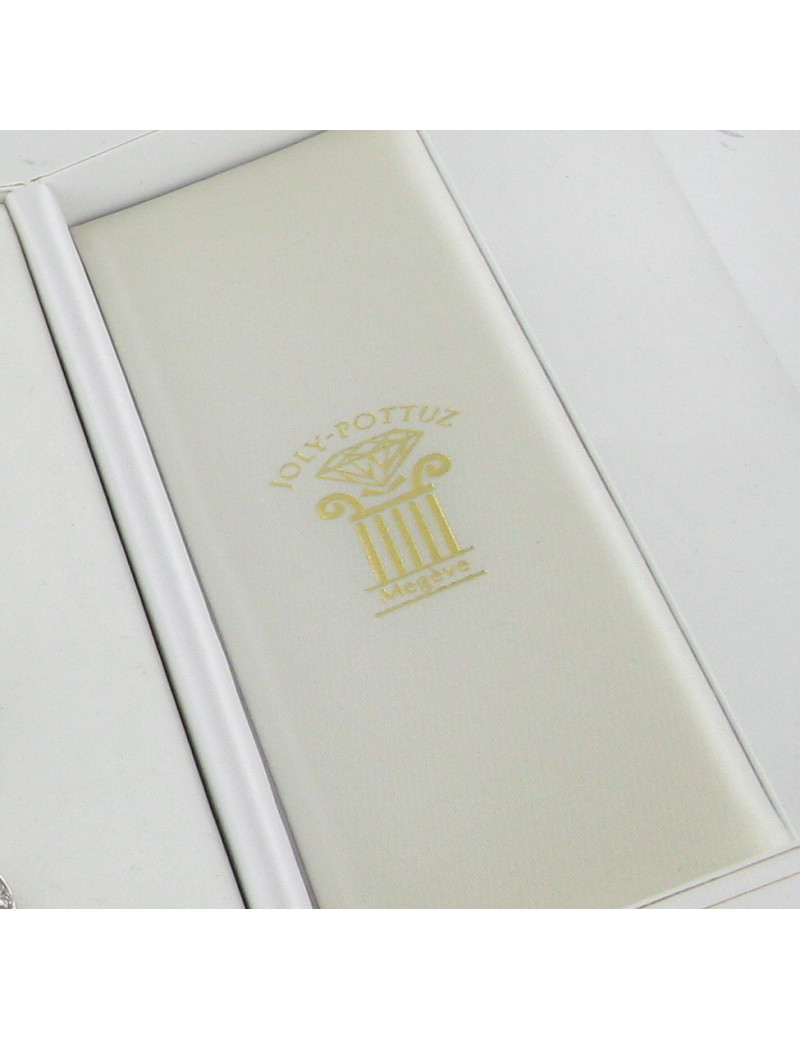 Ra de cou, cordon noir et cœur en or blanc serti de diamants