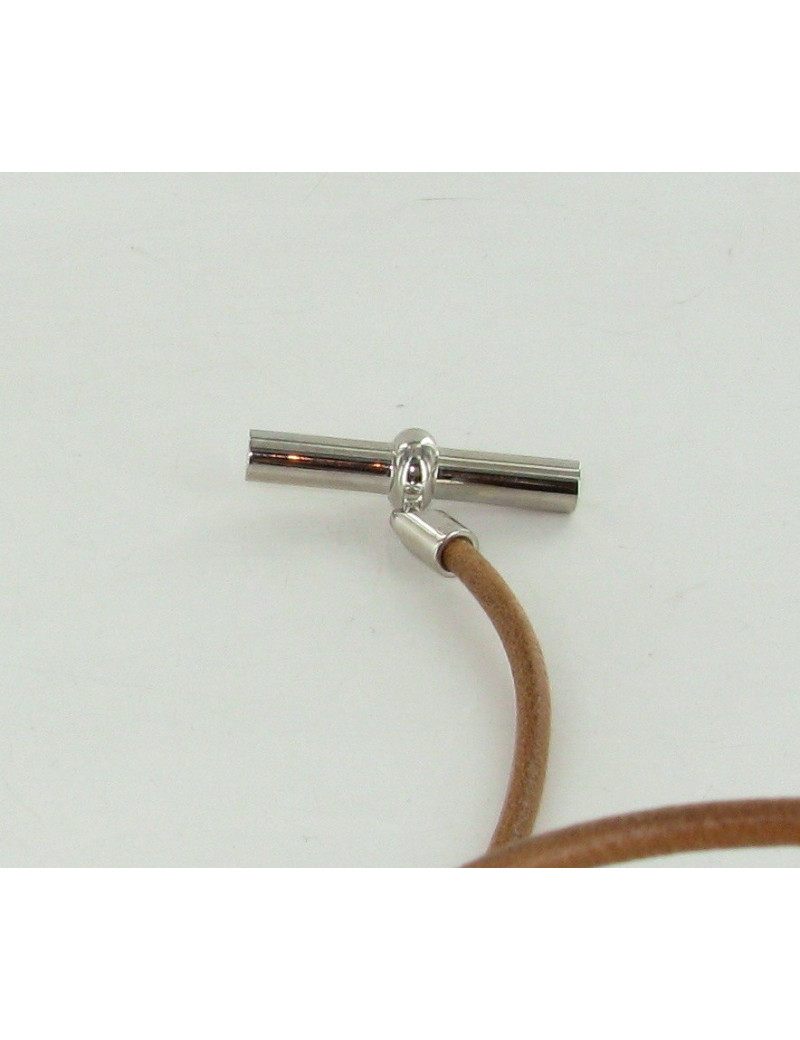 Tour de cou en cuir naturel chaîne d'ancre HERMES