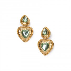 YSL SAINT LAURENT Vintage clip-on earrings in gilt metal and light green resin