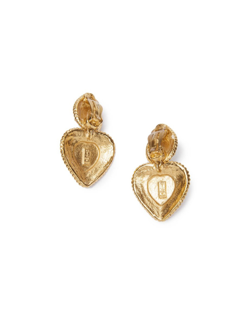 YSL SAINT LAURENT Vintage clip-on earrings in gilt metal and light green resin
