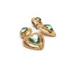 YSL SAINT LAURENT Vintage clip-on earrings in gilt metal and light green resin