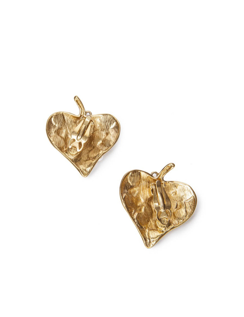 Boucles d'oreilles clips GIVENCHY feuilles serties de perles nacrées et pâte de verre