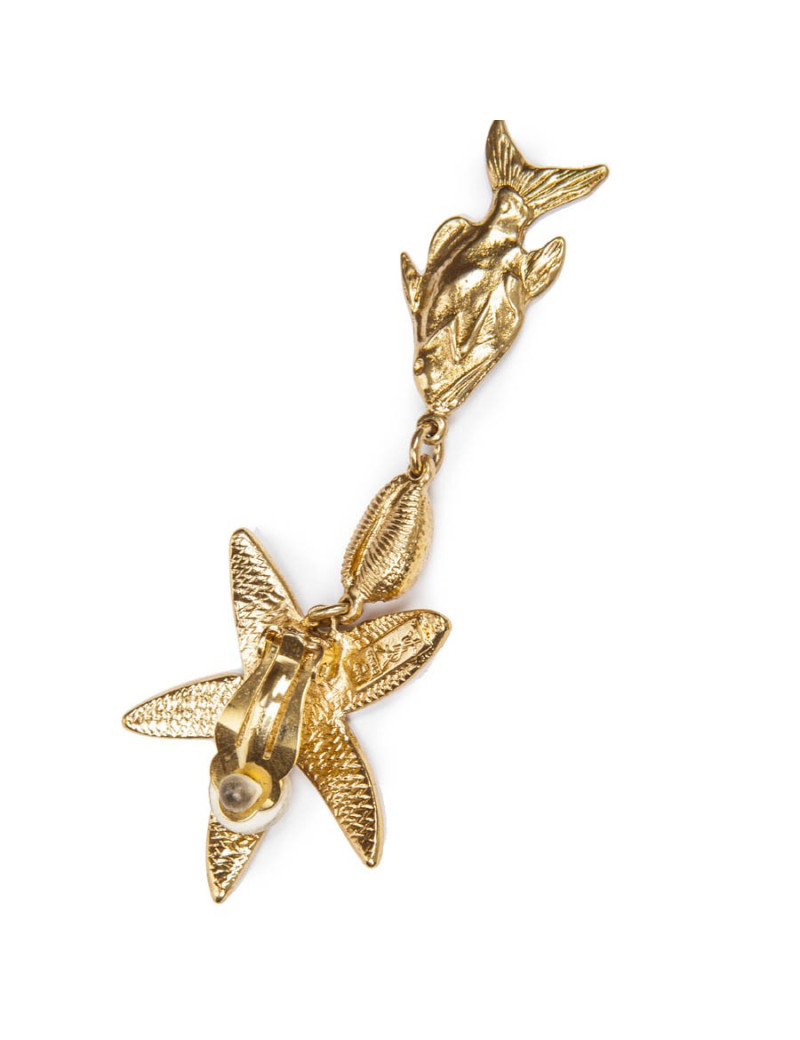 Boucles d'oreille clips YSL  YVES SAINT LAURENT vintage étoile de mer et poisson