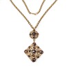 MARGUERITE DE VALOIS long necklace couture in gold plated metal and pendant in molten glass