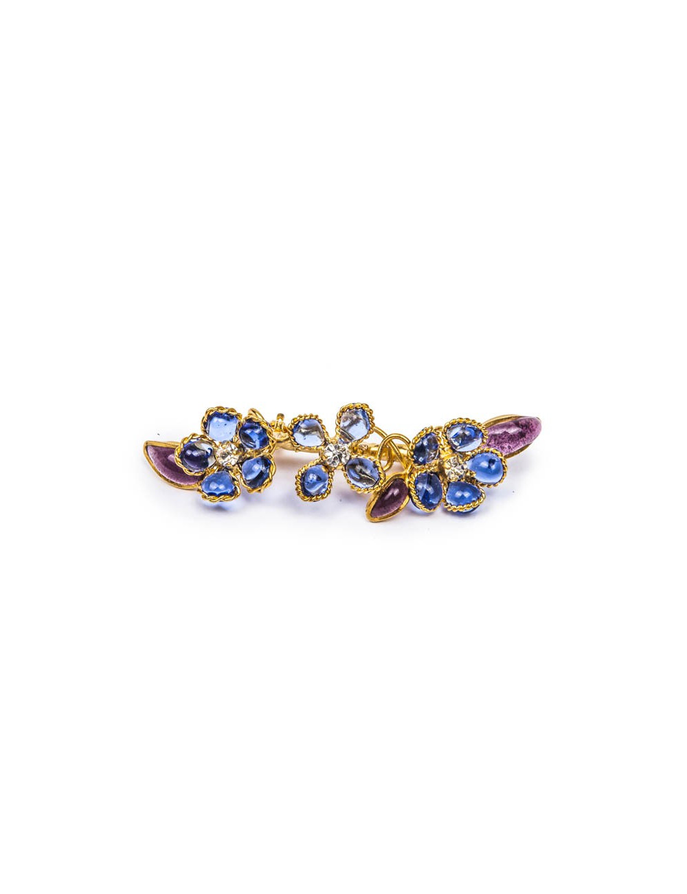 Broche SANS MARQUE fleurs bleu