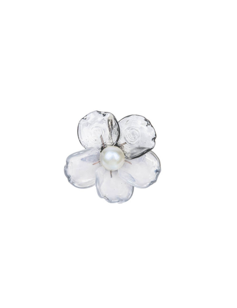 Broche CHANEL bicolore transparent et gris clair