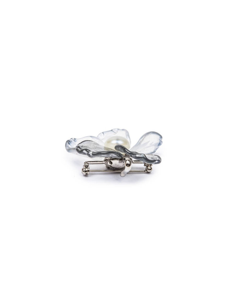 Broche CHANEL bicolore transparent et gris clair