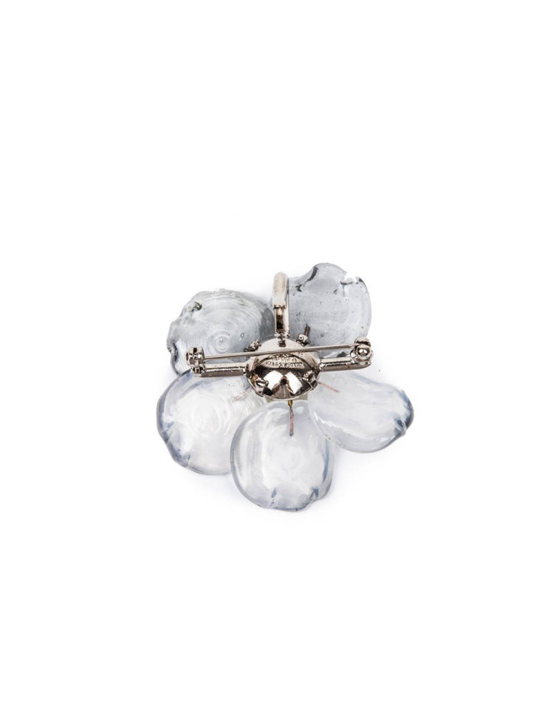 Broche CHANEL bicolore transparent et gris clair
