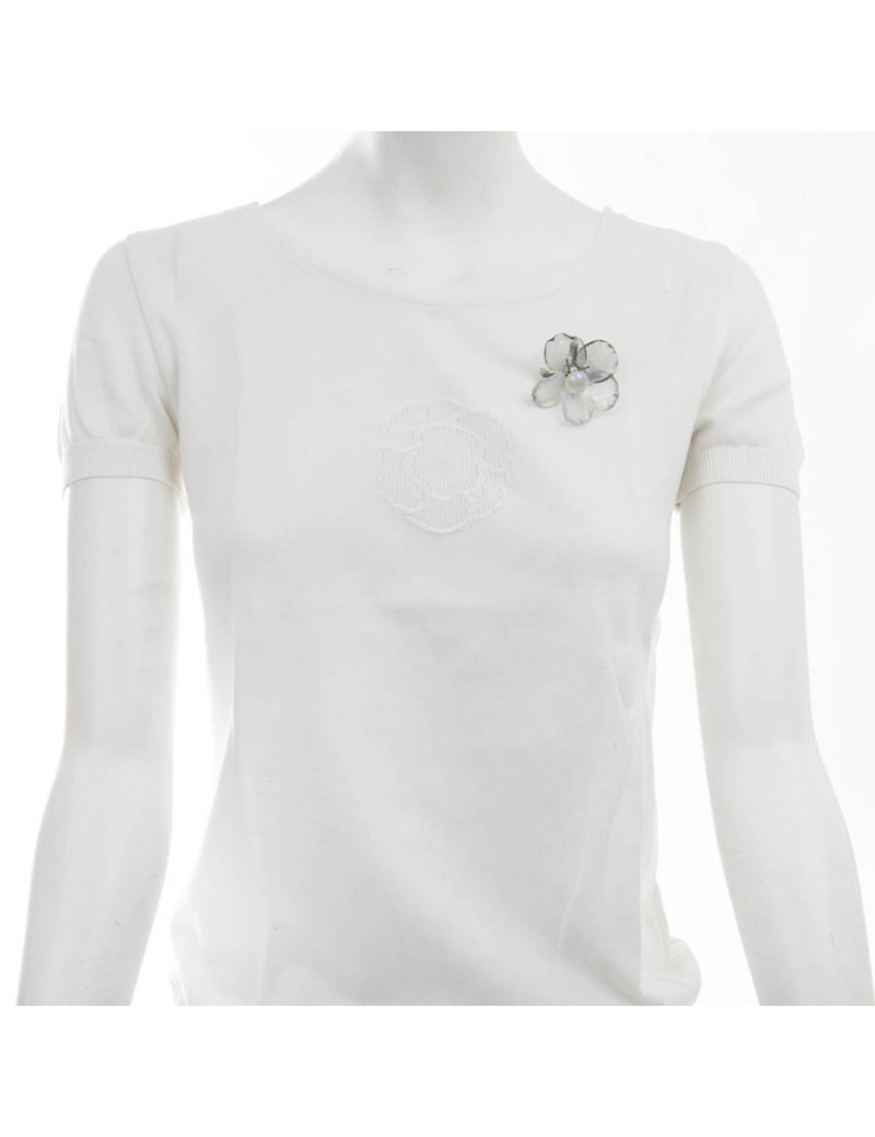 Broche CHANEL bicolore transparent et gris clair