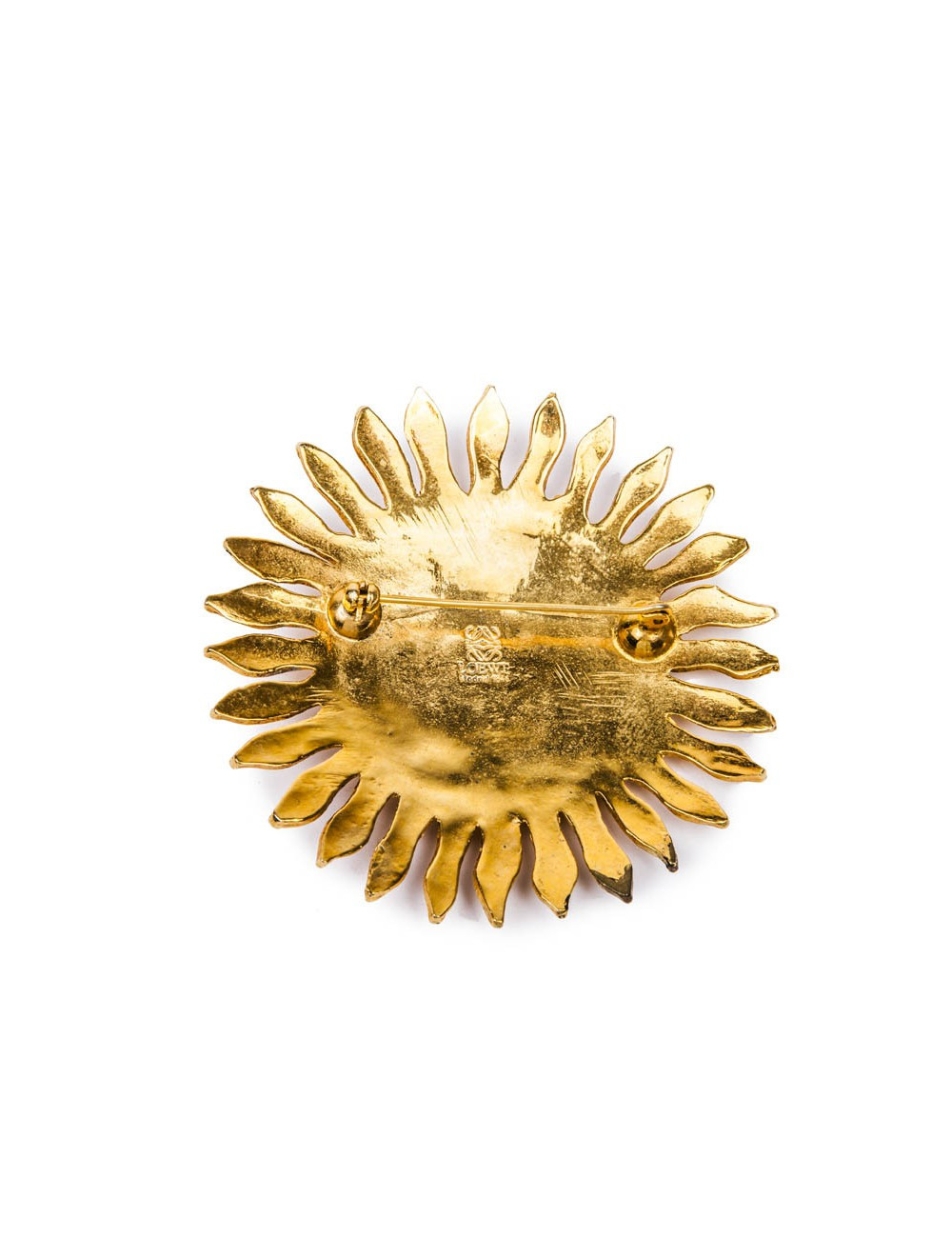 LOEWE Brooch sun shape in gilded metal and multicolored molten glass