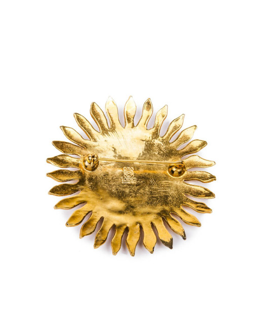 LOEWE Brooch sun shape in gilded metal and multicolored molten glass