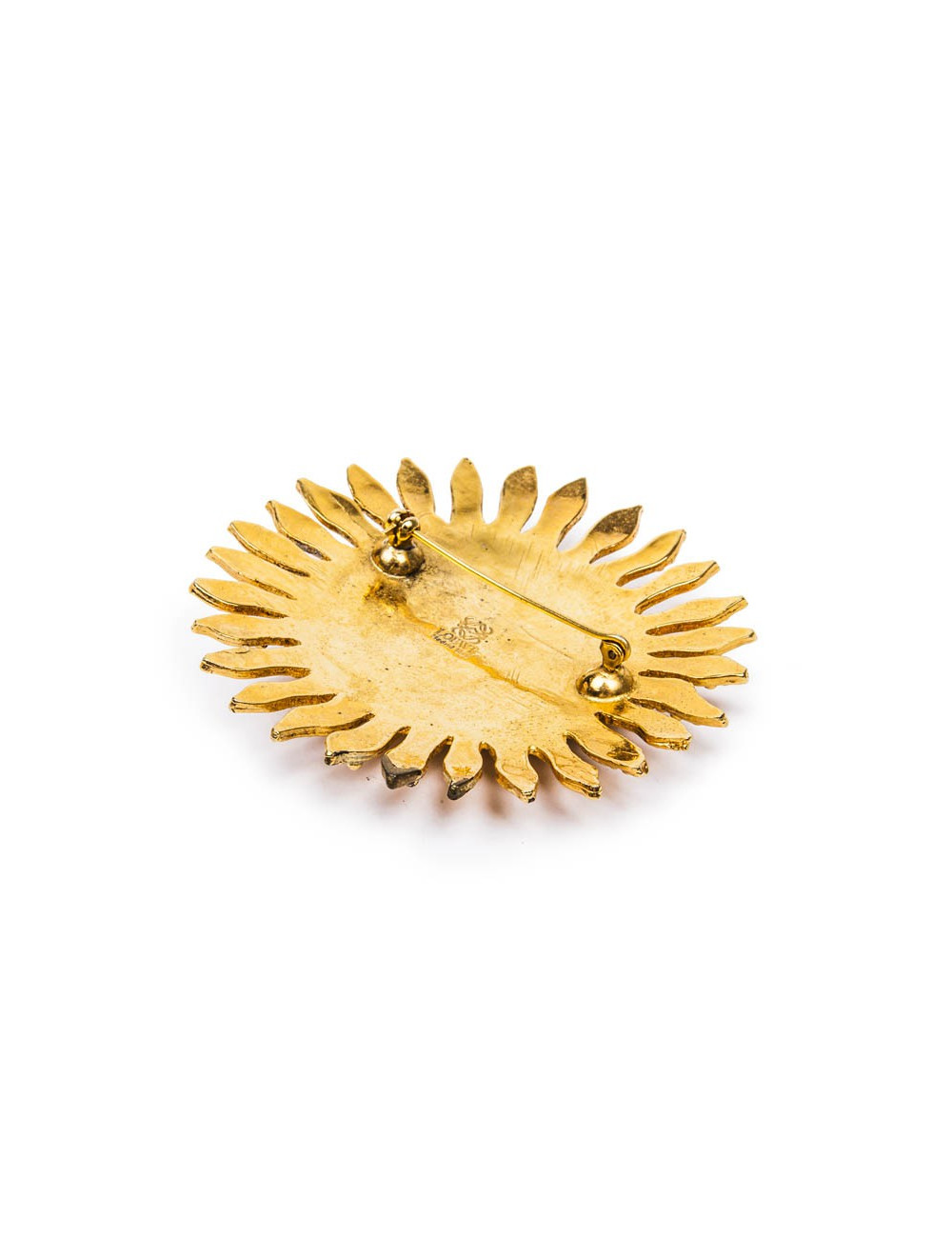 LOEWE Brooch sun shape in gilded metal and multicolored molten glass