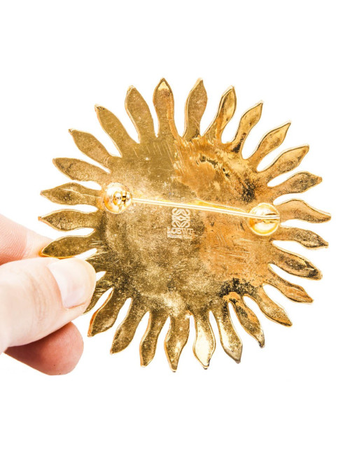 LOEWE Brooch sun shape in gilded metal and multicolored molten glass