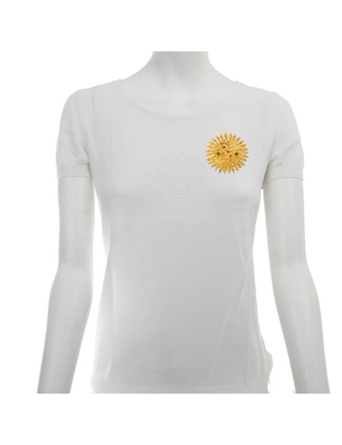 LOEWE Brooch sun shape in gilded metal and multicolored molten glass