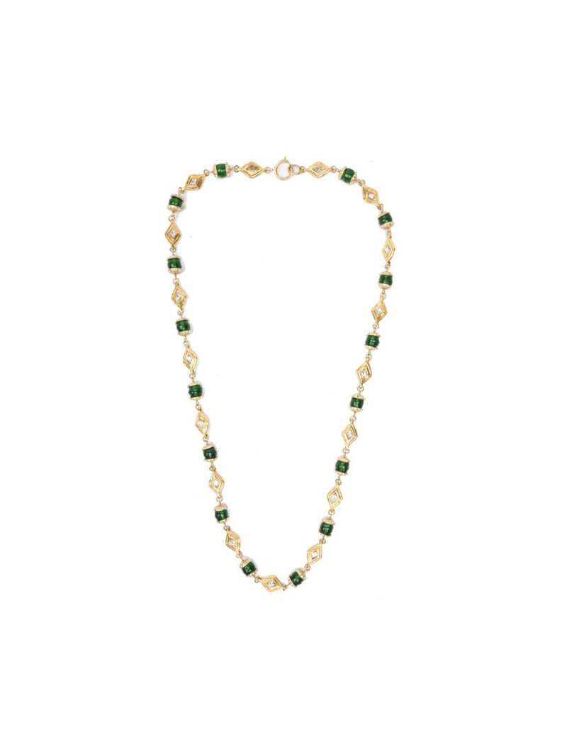 Sautoir CHANEL couleur doré et émeraude