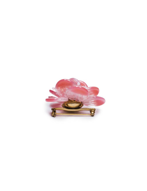 Broche CHANEL rose clair pâte de verre