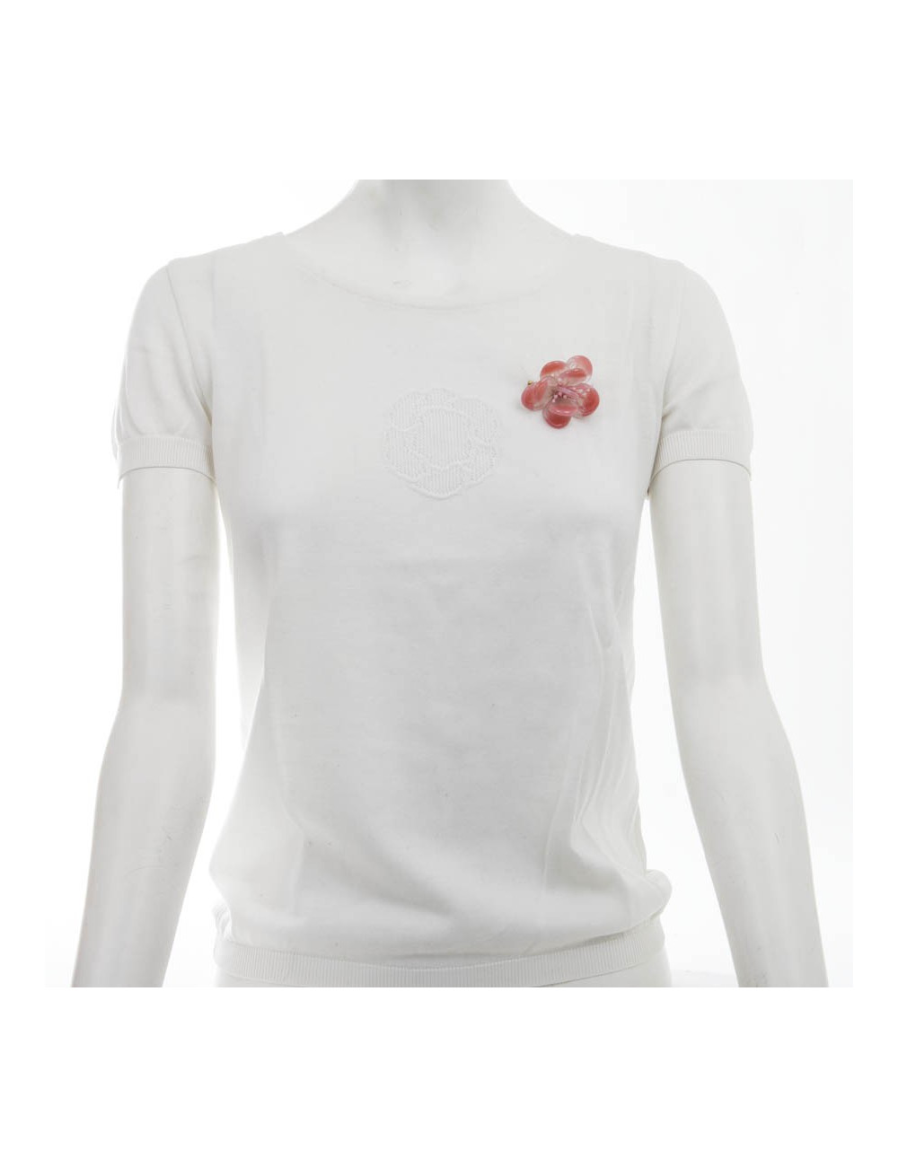 Broche CHANEL rose clair pâte de verre