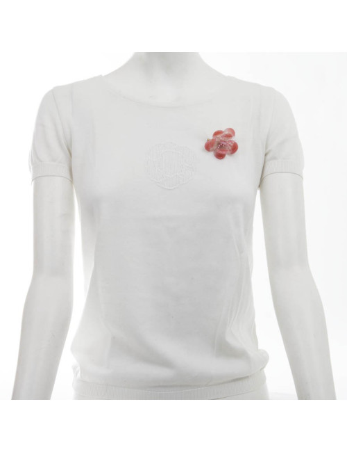 Broche CHANEL rose clair pâte de verre