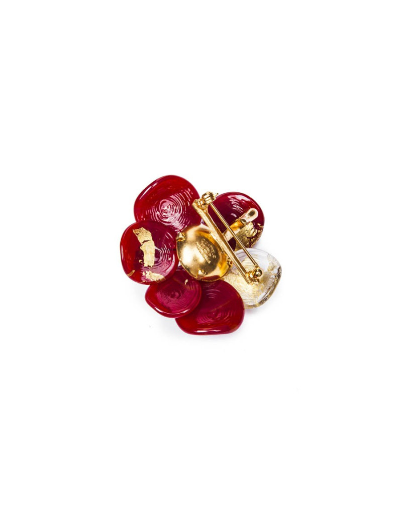 Broche CHANEL rouge et doré
