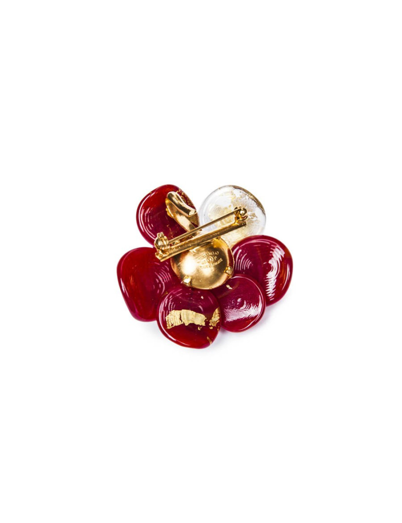 Broche CHANEL rouge et doré