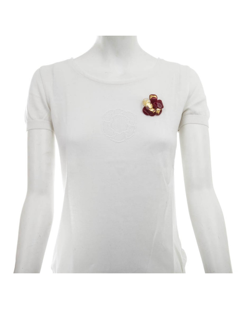 Broche CHANEL rouge et doré