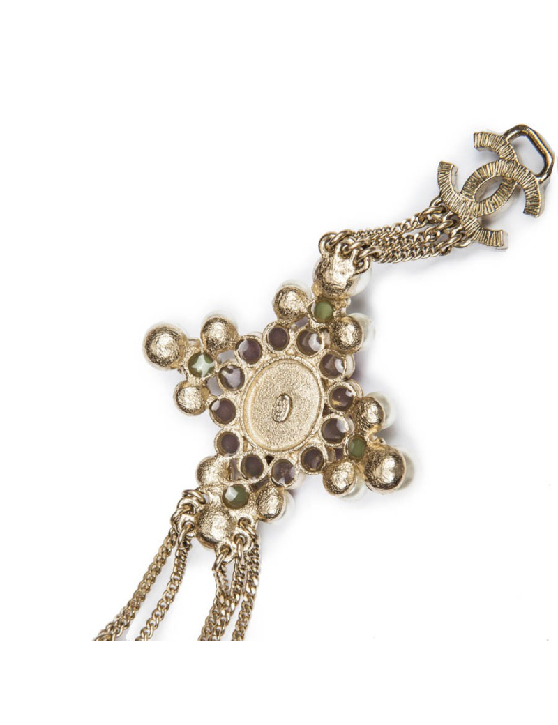 Bracelet CHANEL émail vert et perles nacrées