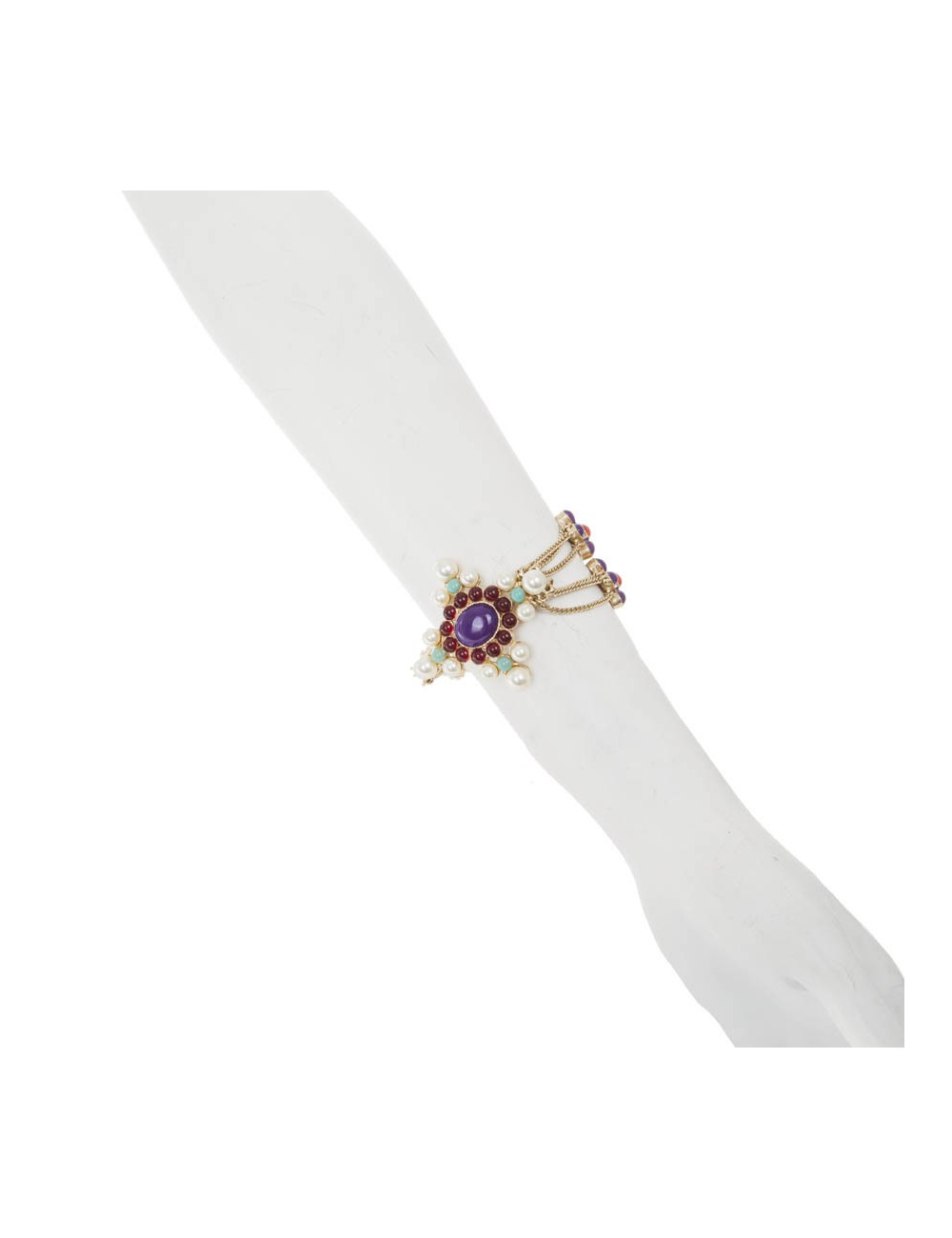 Bracelet CHANEL émail vert et perles nacrées