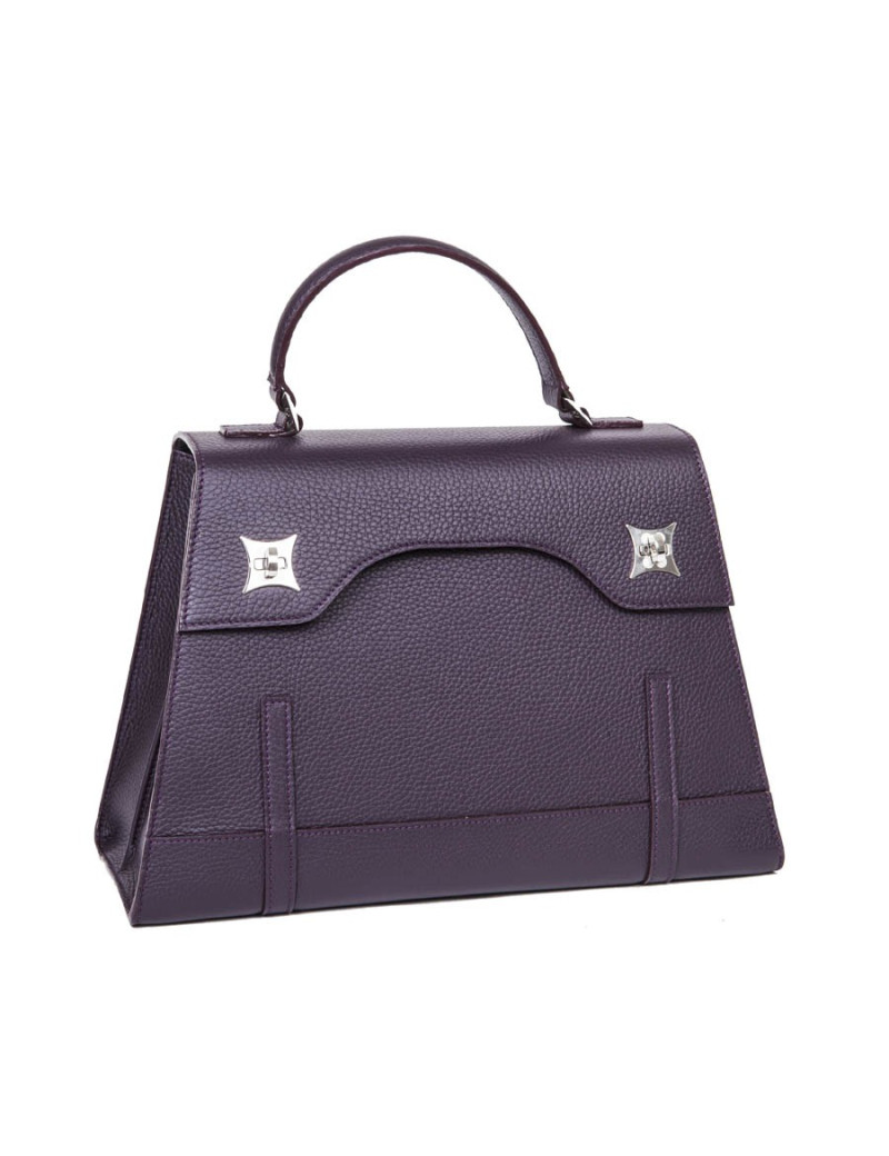 Sac 'Amandine' GRATIANNE BASCANS en cuir grainé raisin