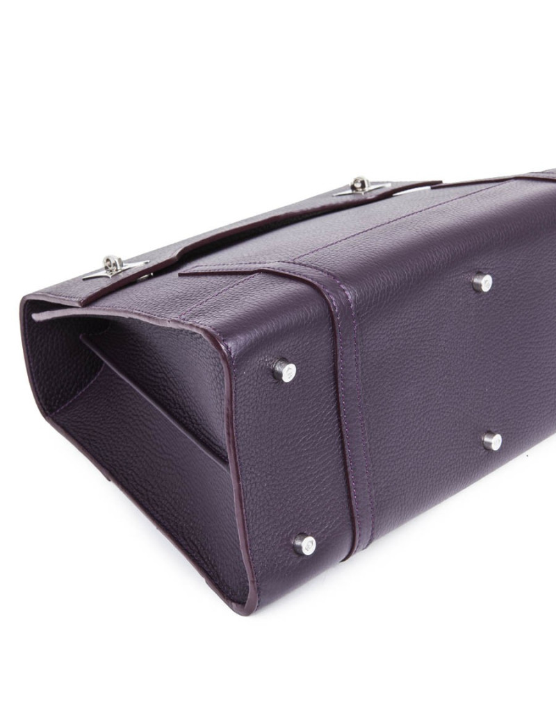 Sac 'Amandine' GRATIANNE BASCANS en cuir grainé raisin