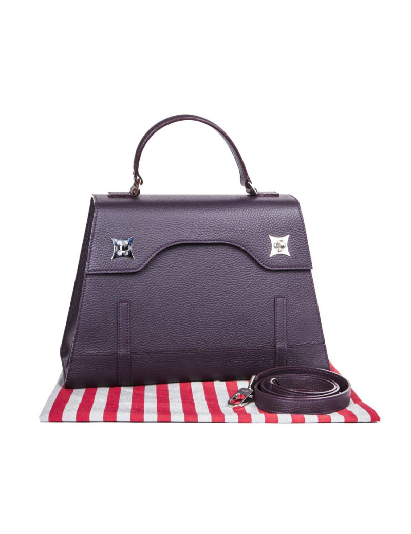 Sac 'Amandine' GRATIANNE BASCANS en cuir grainé raisin
