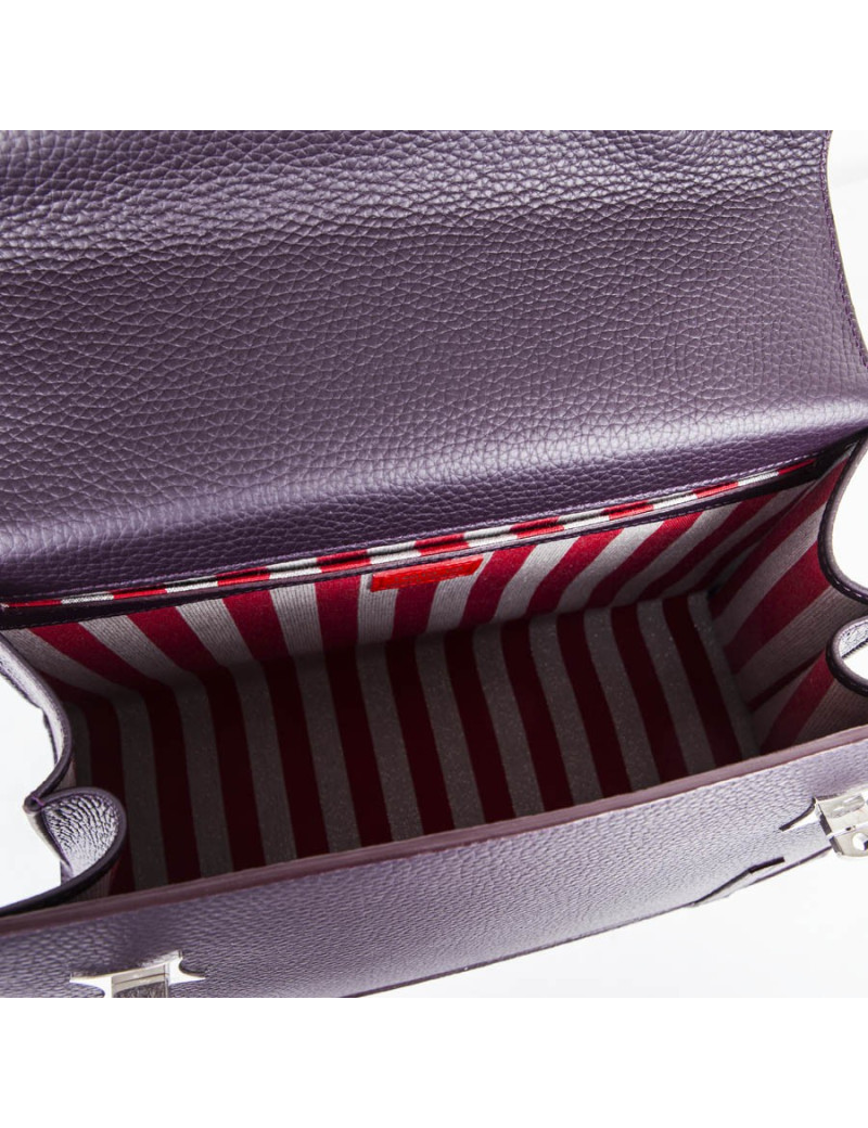 Sac 'Amandine' GRATIANNE BASCANS en cuir grainé raisin