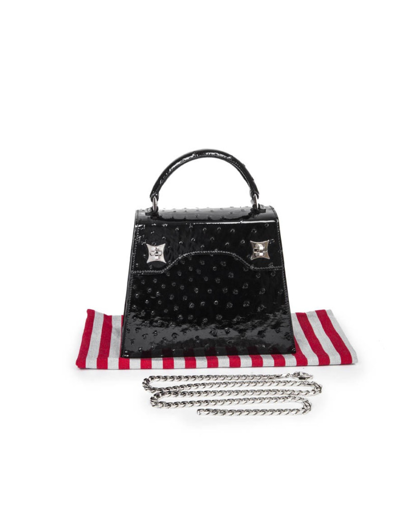 Sac 'BB Amandine' GRATIANNE BASCANS en python noir brillant