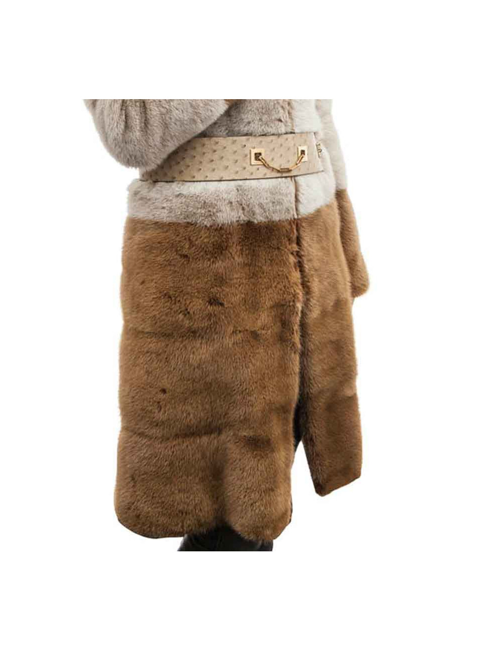 GUCCI T 38 EN tricolor mink coat