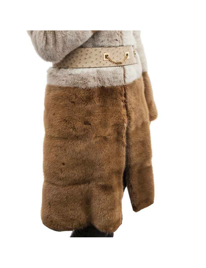 GUCCI T 38 EN tricolor mink coat