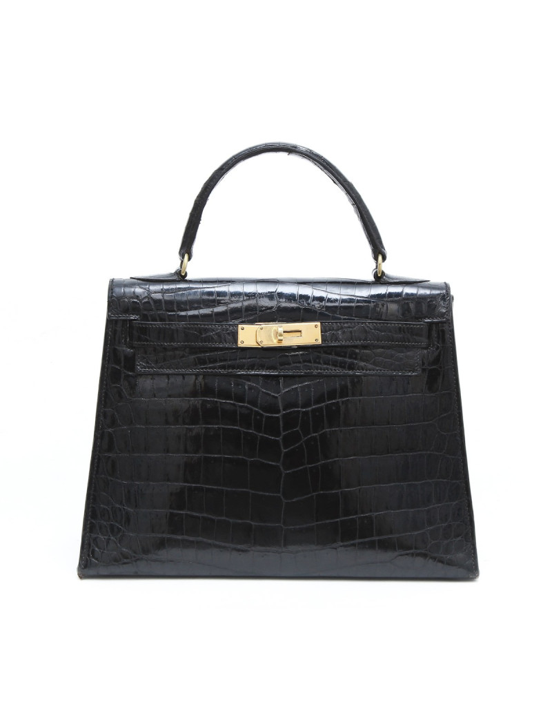Sac Kelly 28 HERMES crocodile porosus Vintage