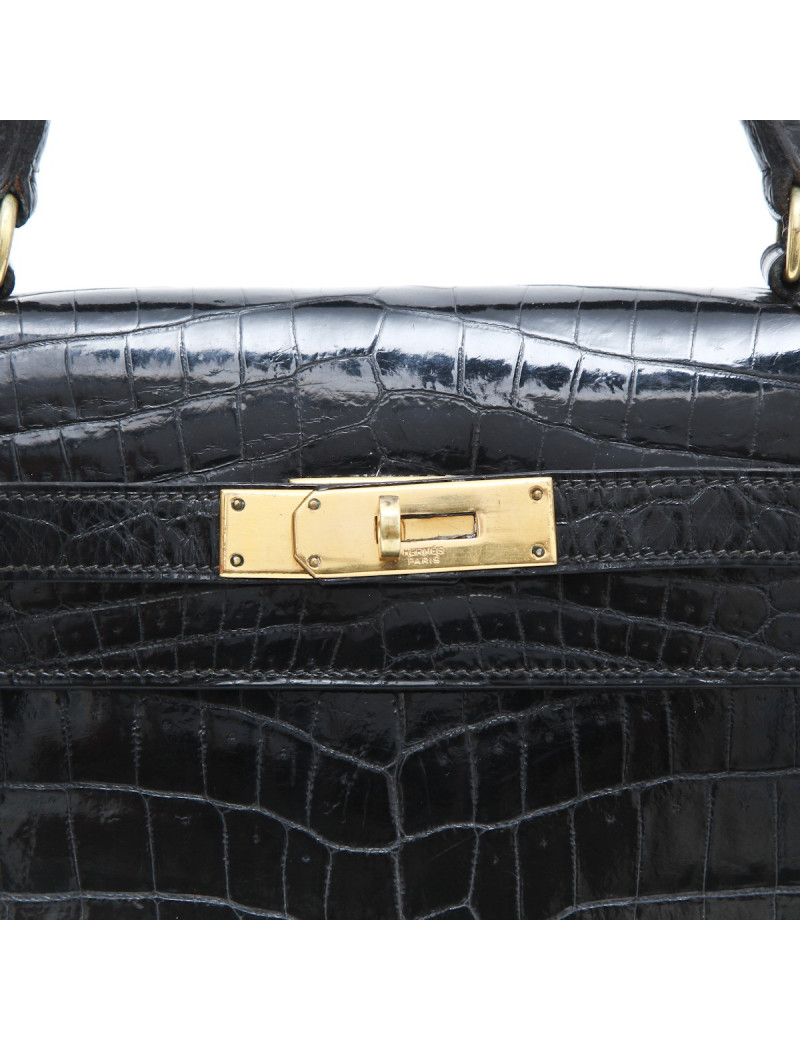 Sac Kelly 28 HERMES crocodile porosus Vintage