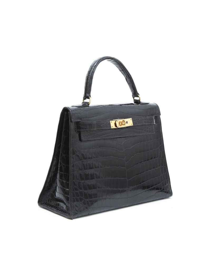 Sac Kelly 28 HERMES crocodile porosus Vintage