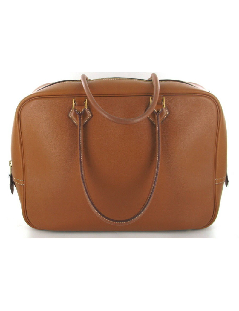 Sac HERMES plume en cuir camel