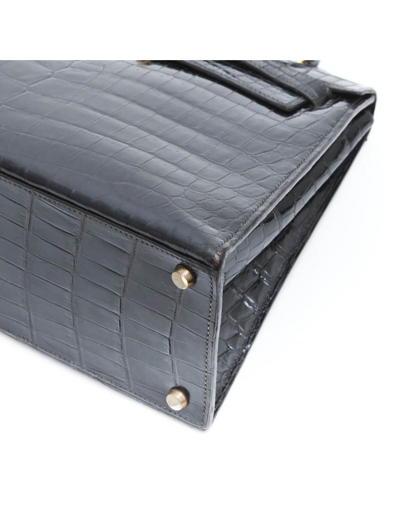 Sac Kelly 28 HERMES crocodile porosus Vintage