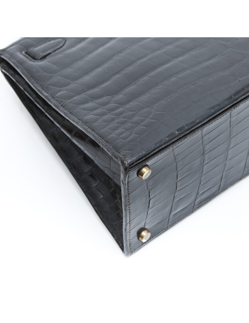Sac Kelly 28 HERMES crocodile porosus Vintage