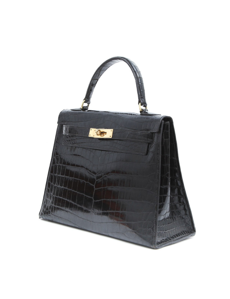 Sac Kelly 28 HERMES crocodile porosus Vintage