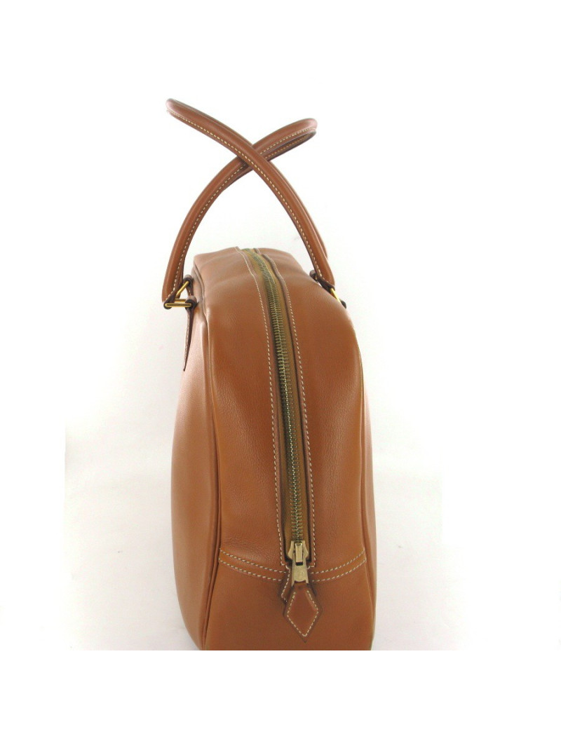 Sac HERMES plume en cuir camel