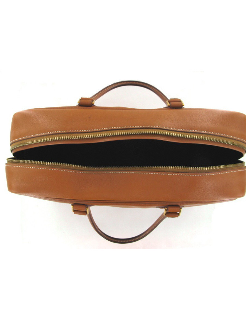 Sac HERMES plume en cuir camel