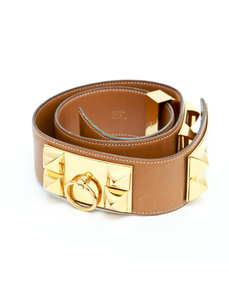 Ceinture HERMES médor en cuir gold accastillage doré