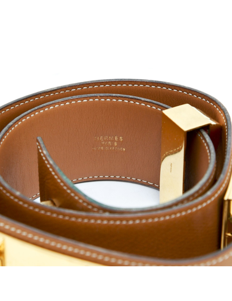 Ceinture HERMES médor en cuir gold accastillage doré