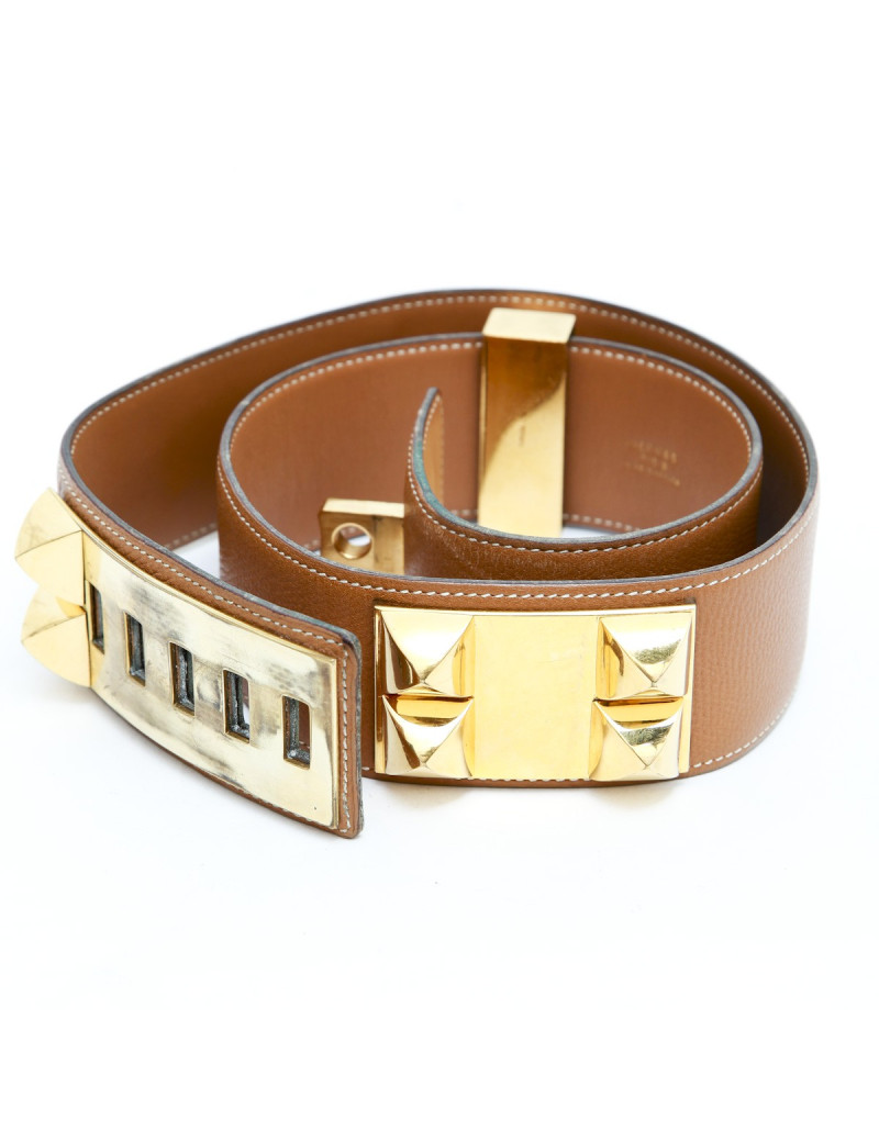 Ceinture HERMES médor en cuir gold accastillage doré